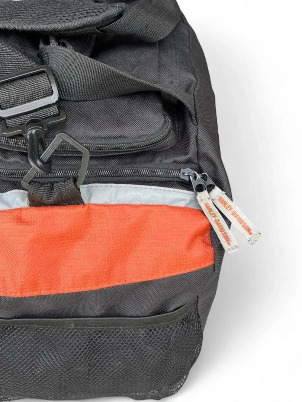 Harley-Davidson Duffel Bag Canvas Black Orange Travel Gym Weekender